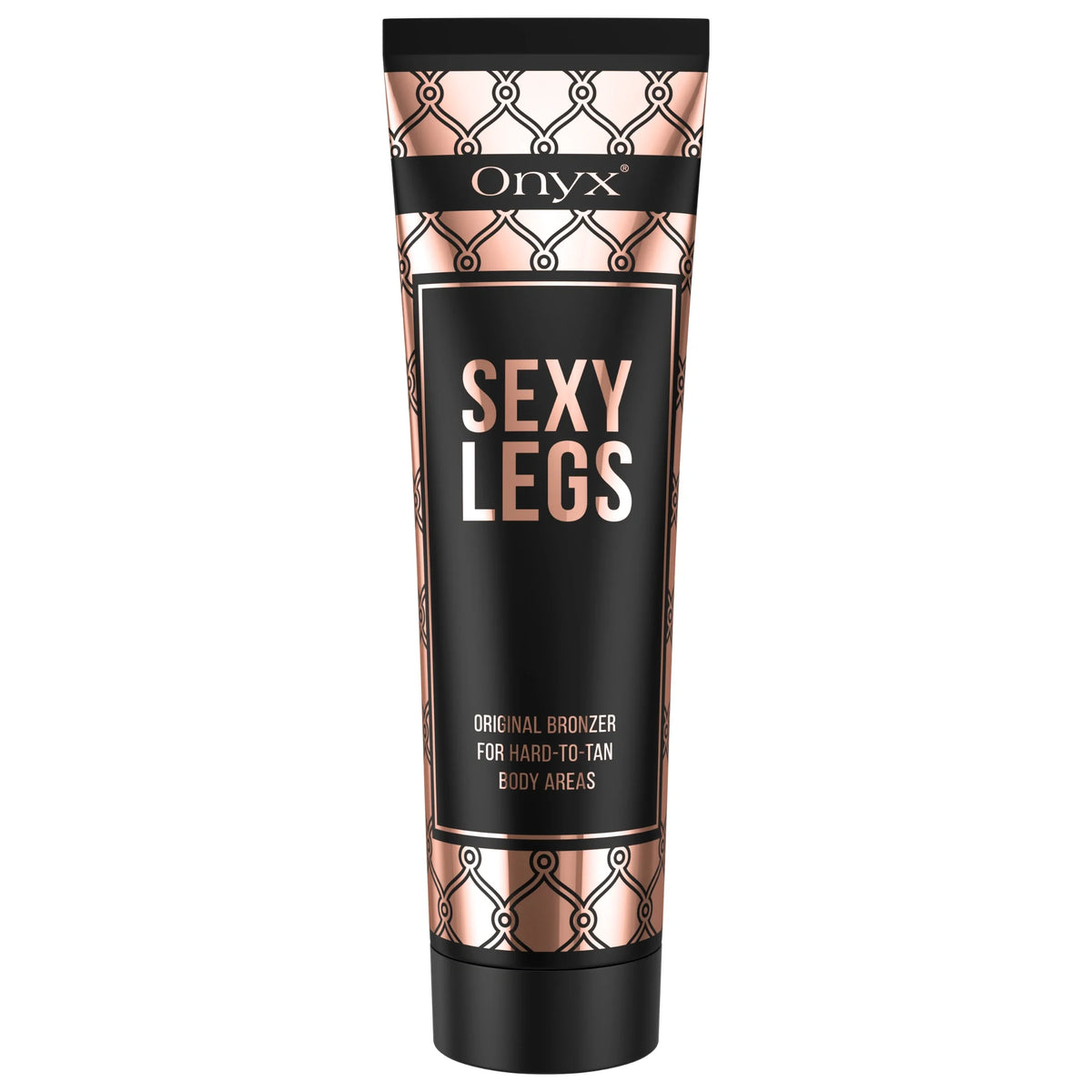 Onyx Sexy Legs bronzing cream tube standing upright on a white background
