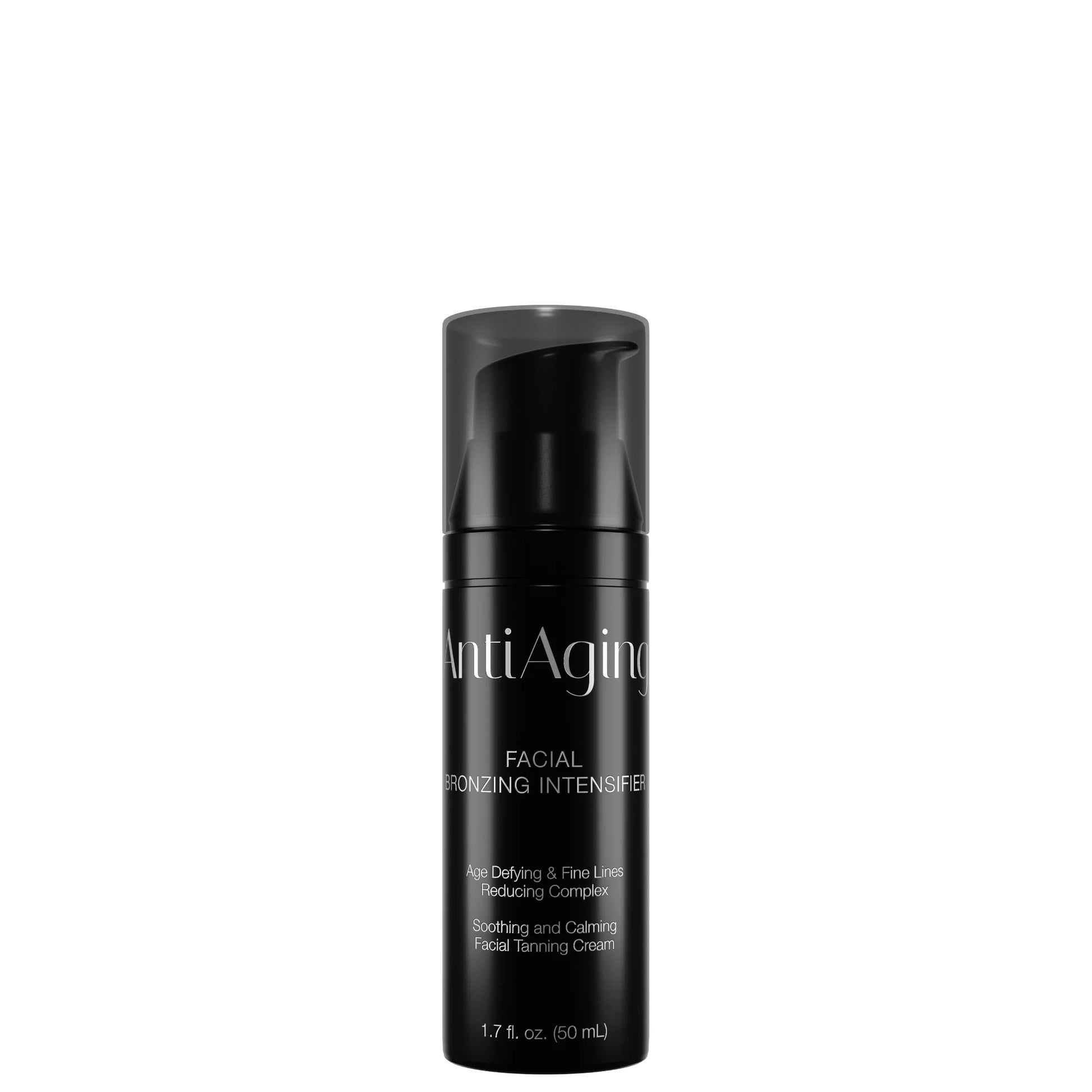 Black bottle of Onyx Anti-Ageing Facial Bronzing Intensifier shown isolated on a white background