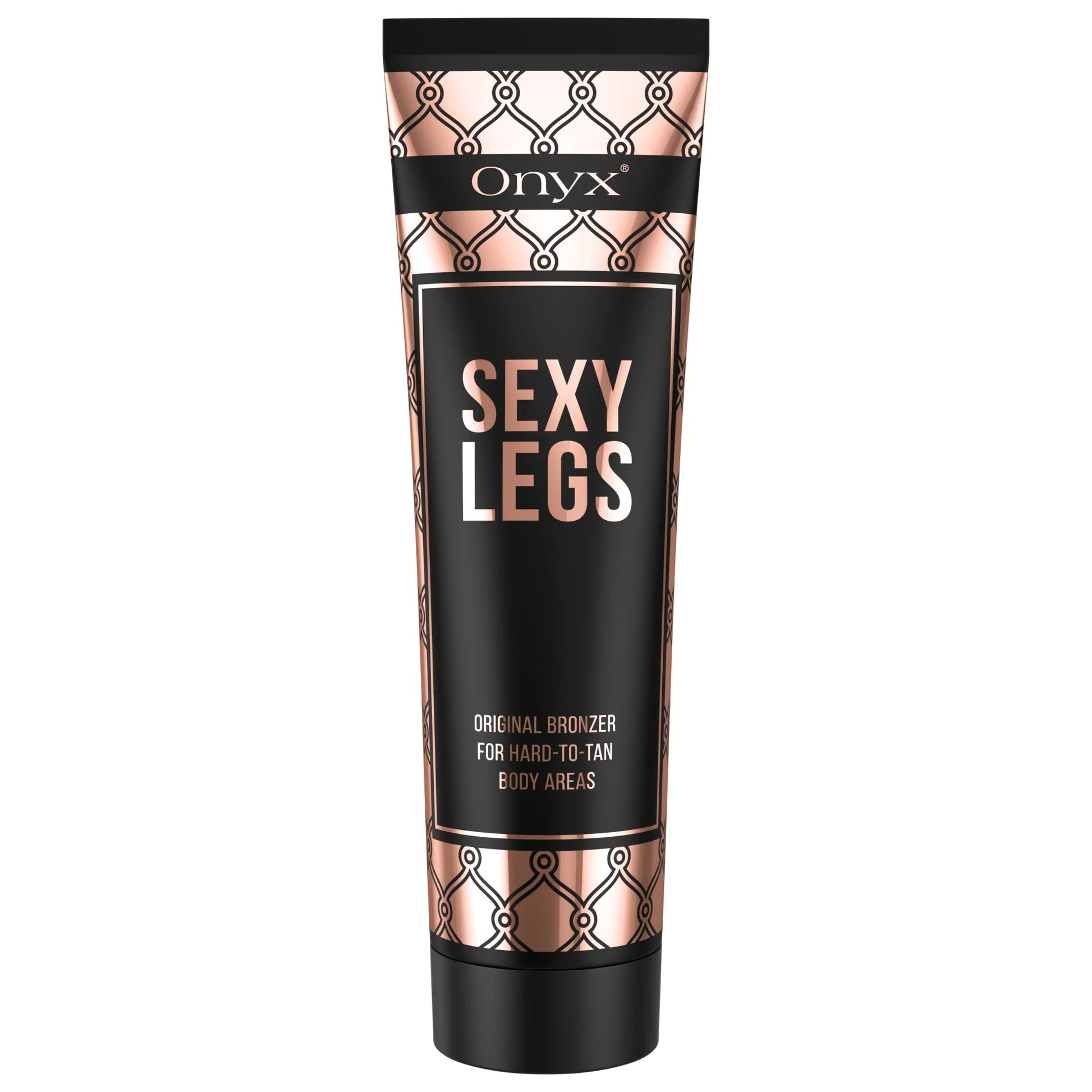 Onyx Sexy Legs bronzing cream tube standing upright on a white background