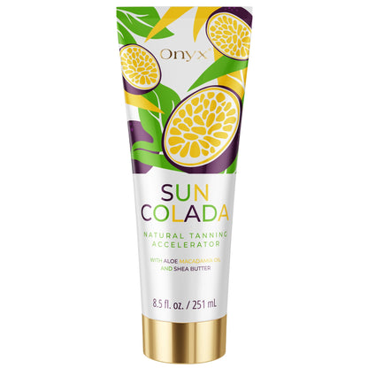 Onyx Suncolada Accelerator — natural sunbed cream that supports melanin production for a fast, even tan.