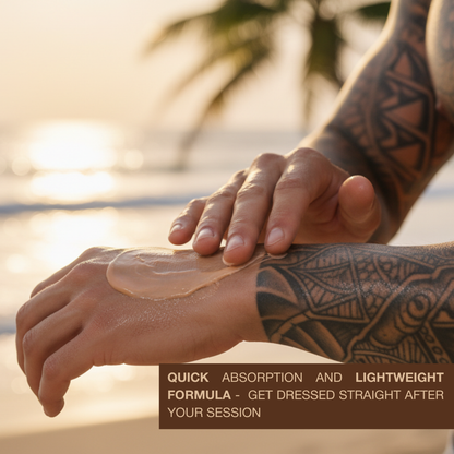 Tattoo Sunbed Cream with Bronzer – Dark Tan & Tattoo Care