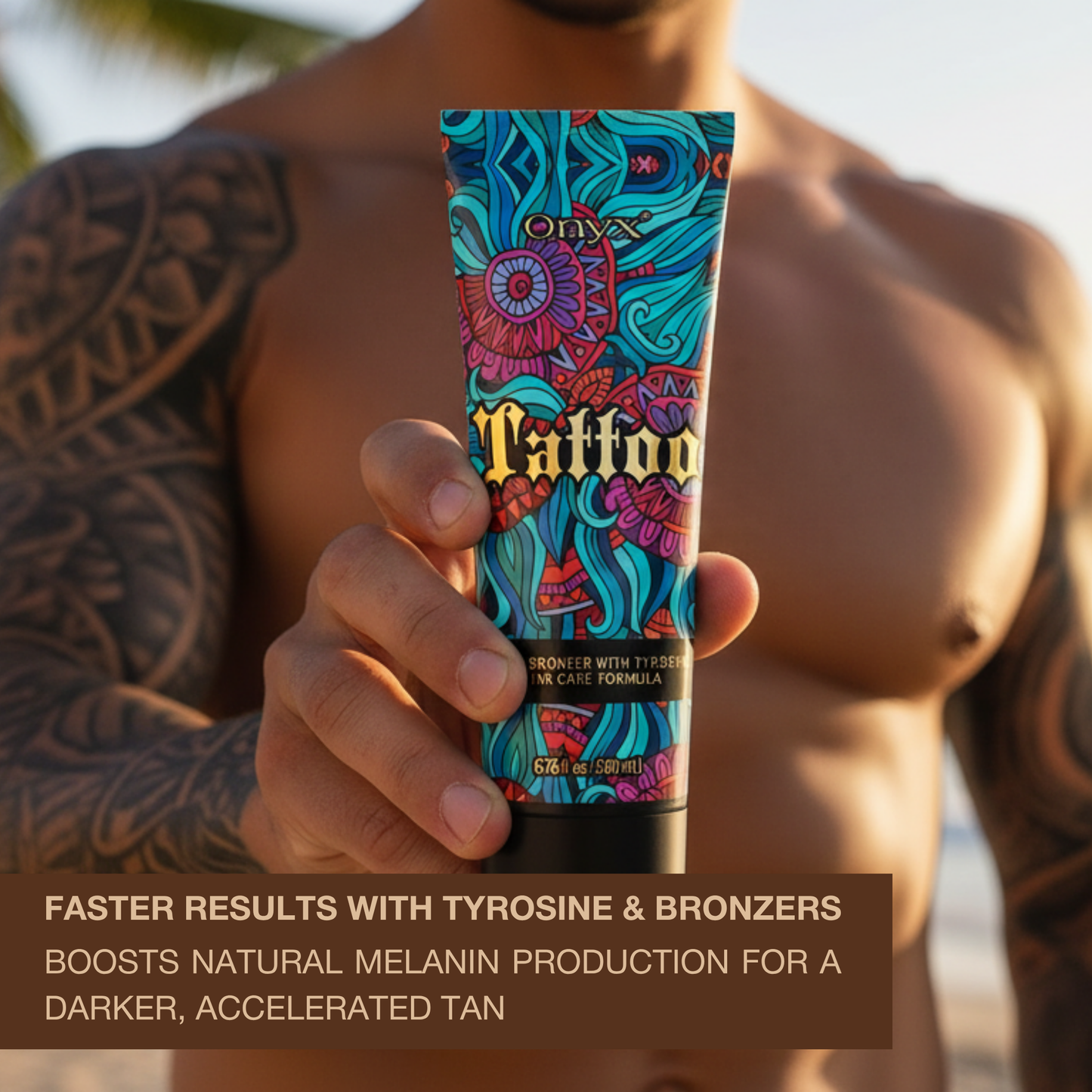 Tattoo Sunbed Cream with Bronzer – Dark Tan & Tattoo Care
