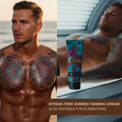 Tattoo Sunbed Cream with Bronzer – Dark Tan & Tattoo Care